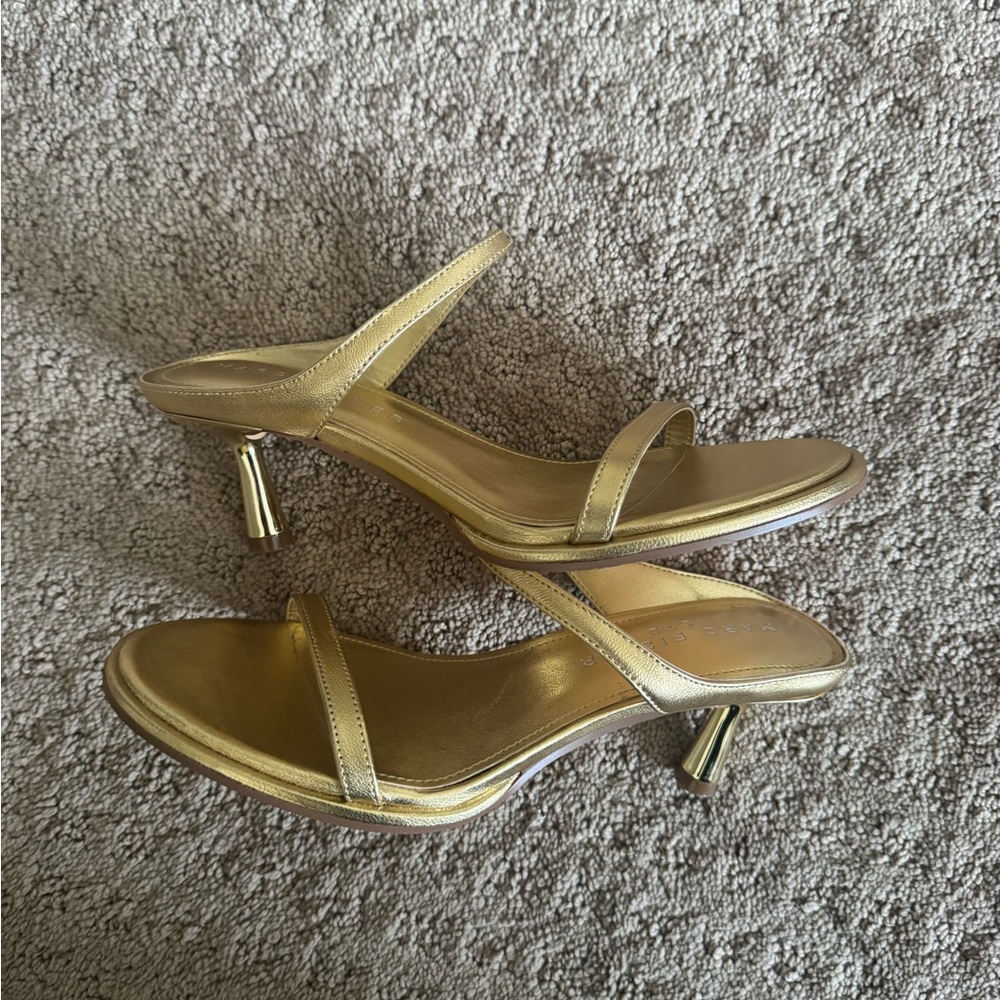 Marc Fisher Metallic Gold Slingback Kitten Heels